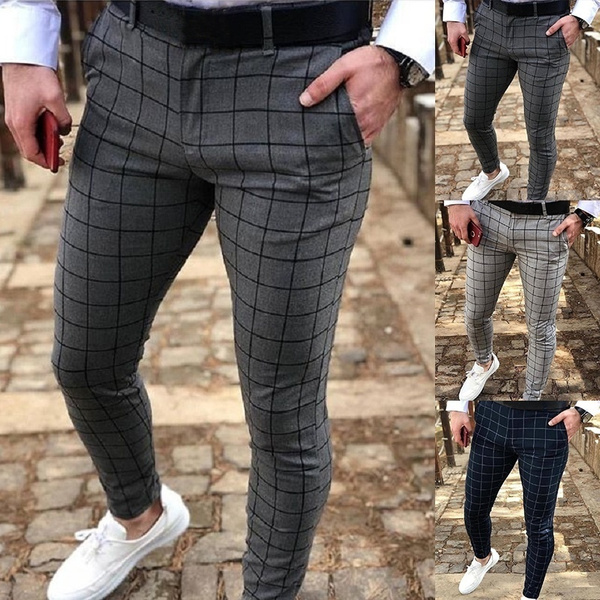 Slim Business Men's Pants Fashion Pencil Pants Double Button - Temu